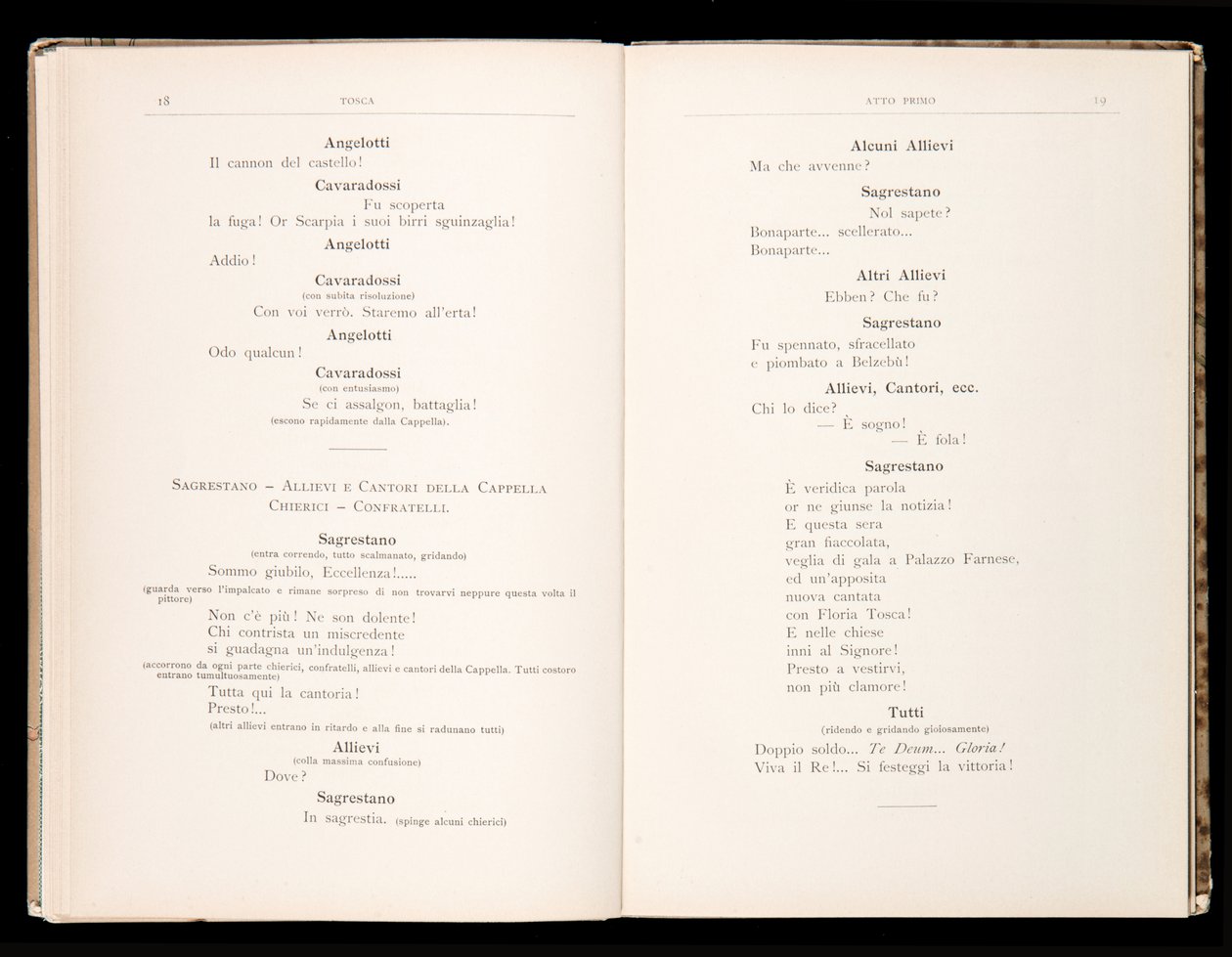 Libretto della Tosca by Giacomo Puccini, Edition Ricordi, Italy by Italian School