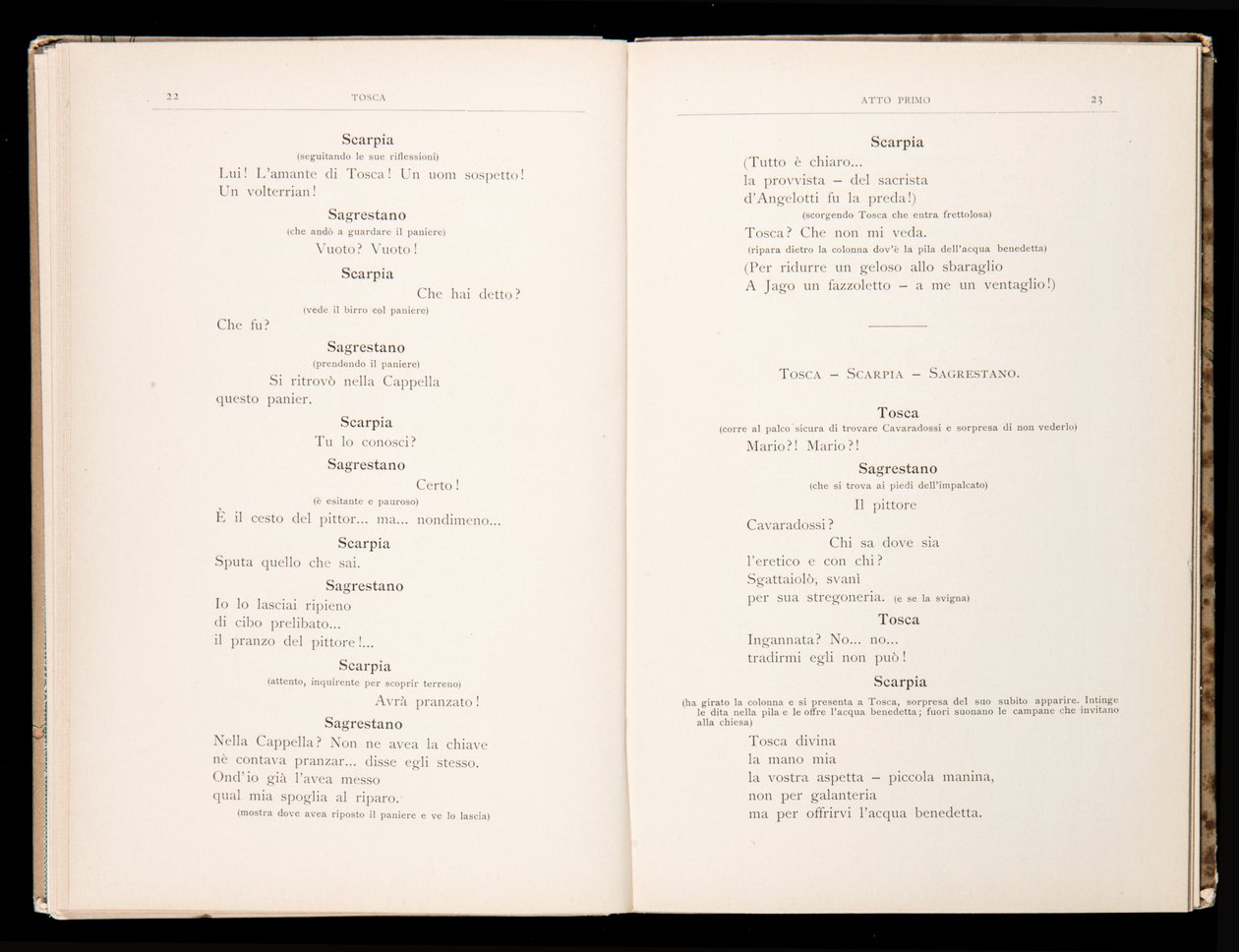 Libretto of Tosca by Giacomo Puccini, Edition Ricordi, Italy by Italian School