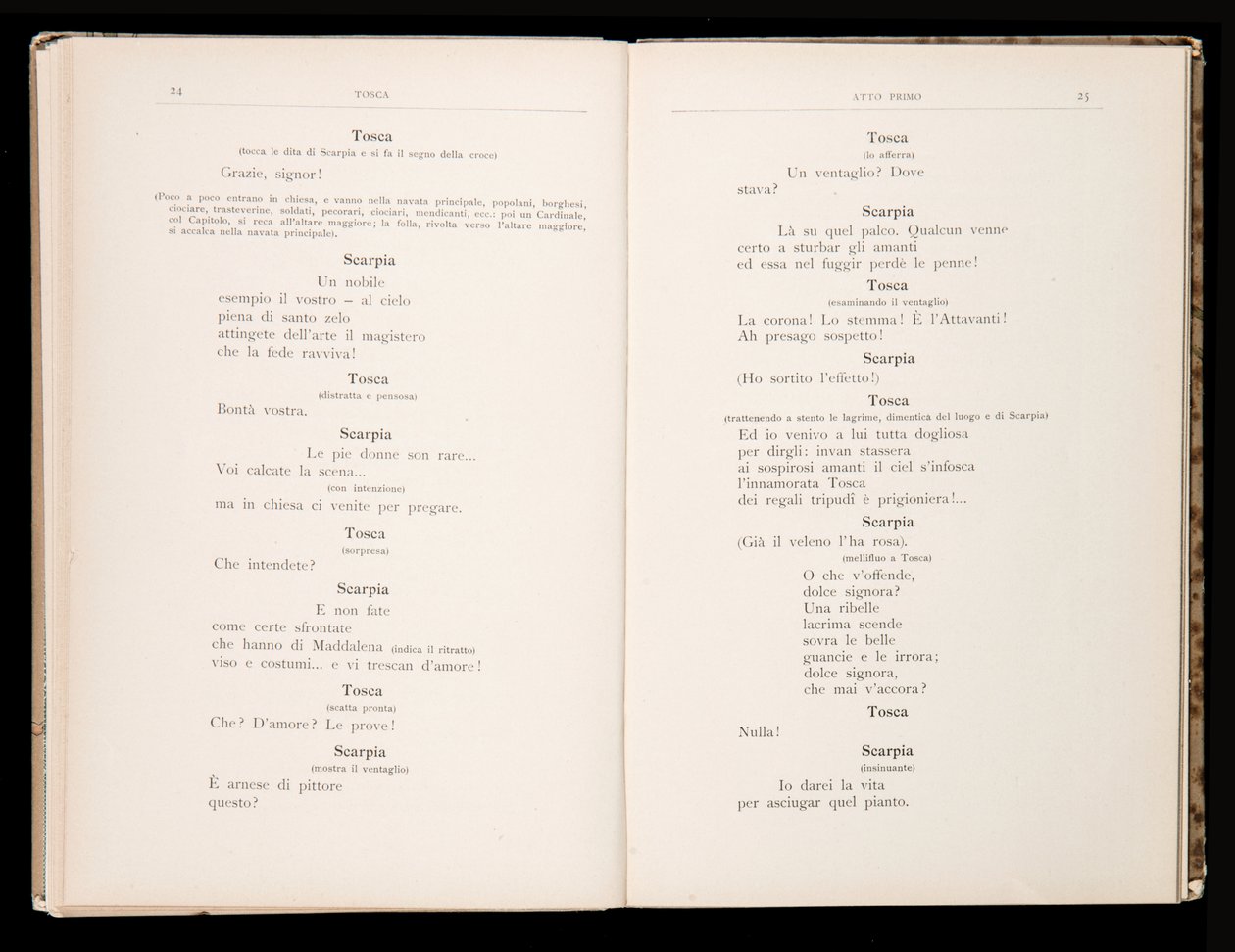 Libretto of Tosca by Giacomo Puccini, Edition Ricordi, Italy