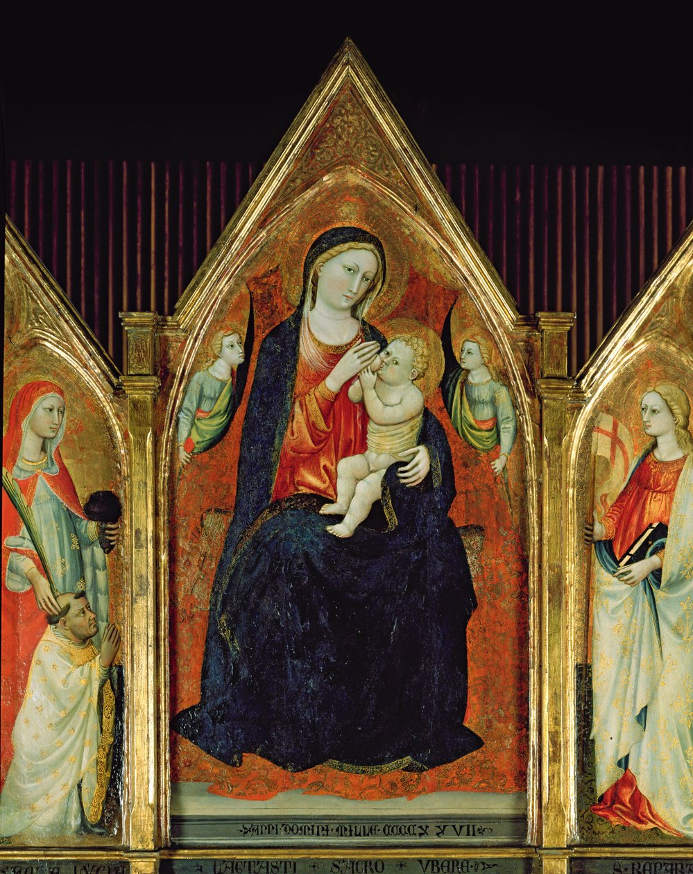 Madonna Nursing the Christ Child with saints (detail) by Italian School
