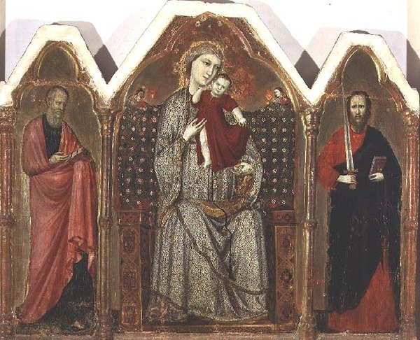 Madonna and Child Enthroned, with SS. John the Evangelist and Paul, Riminese School by Italian School