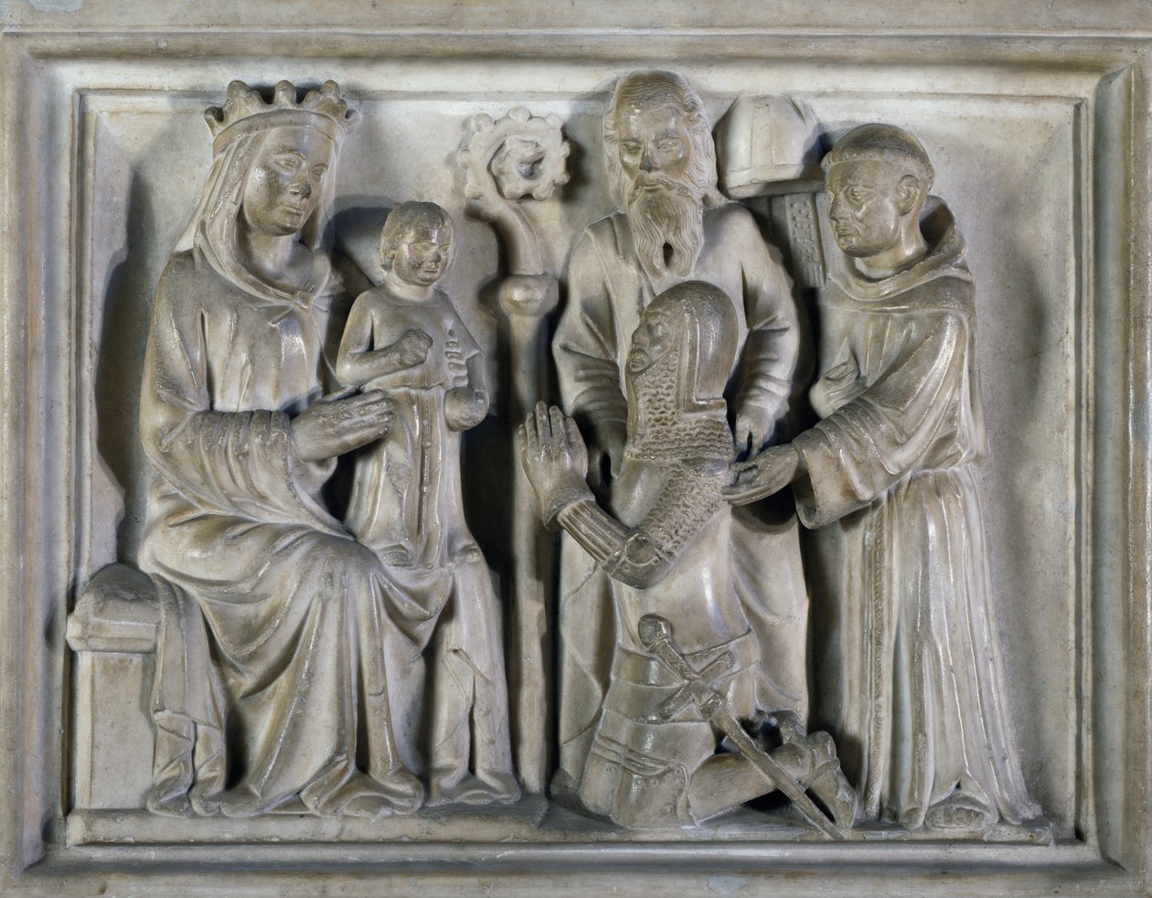 Madonna and Child, with a warrior and saints by Italian School