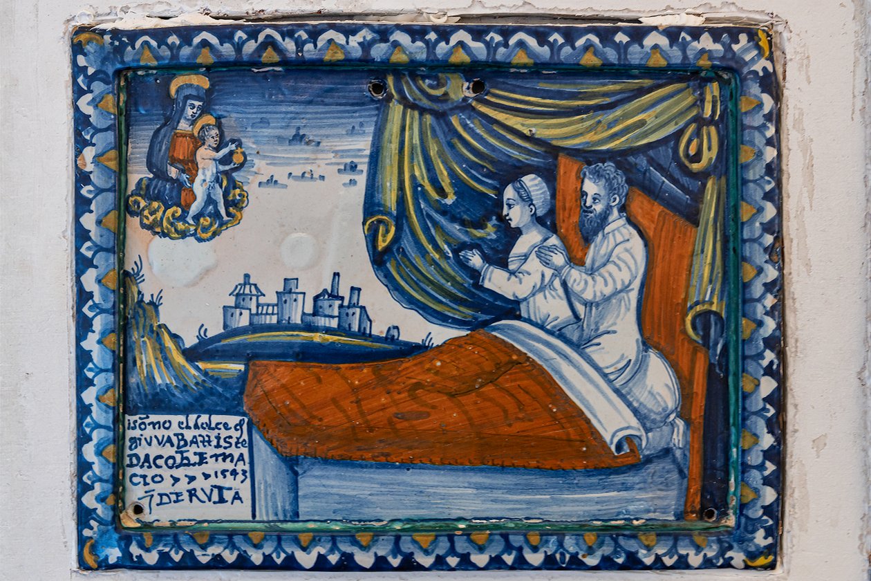 Madonna with Child and Praying Spouses, Ex-voto Plaque by Italian School