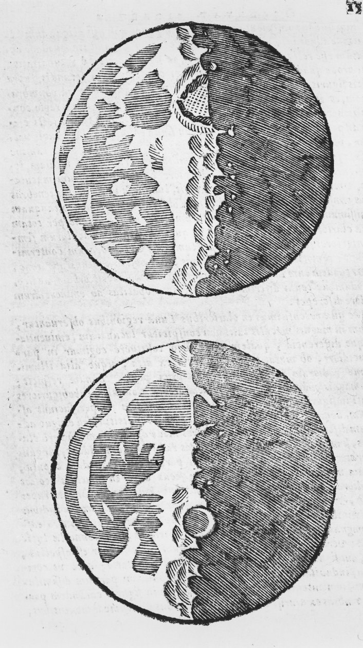 Maps of the Moon, Illustration from Sidereus Nuncius by Galileo Galilei, 1610 by Italian School