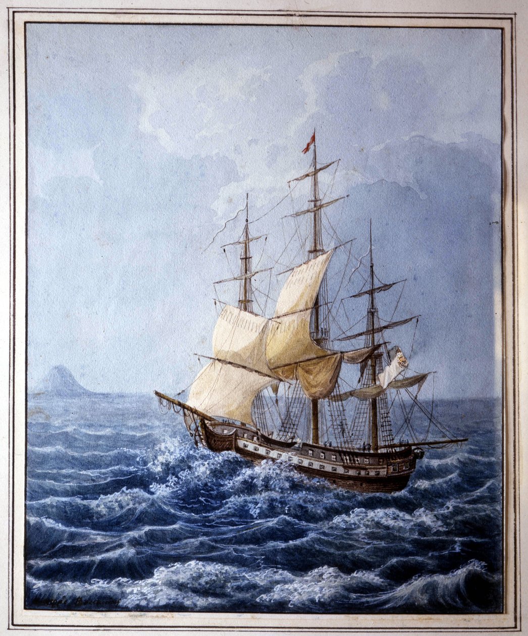Marie Louise of Parma aboard a sailboat taking her to Naples on 10/07/1824, painting by B. Boccaccio. Museo Glauco Lombardi of Parma by Italian School