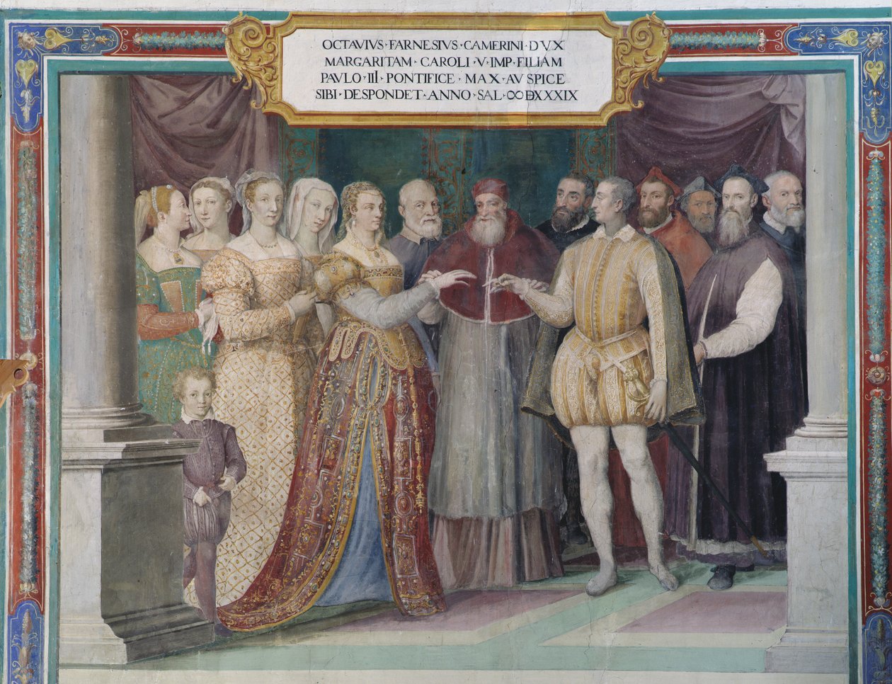 Marriage of Ottavio Farnese and Margaret of Austria, daughter of Charles V, by Pope Paul III Farnese by Italian School