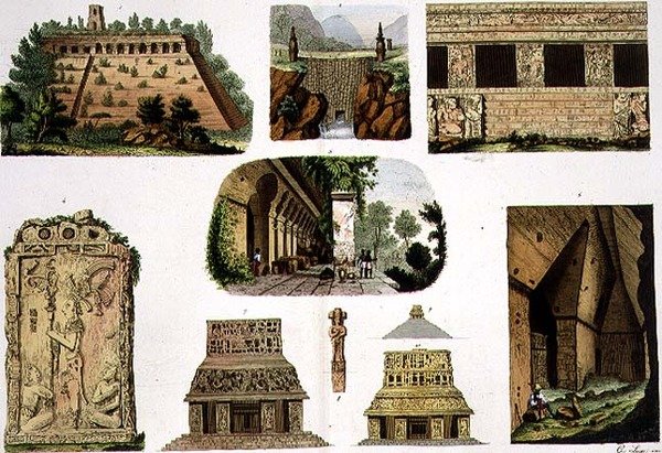 Mexican Antiquities, architectural details, plate 48A from 