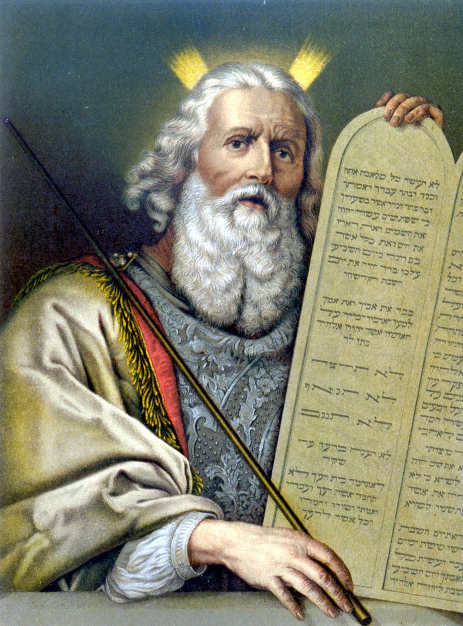 Moses holding the table of law - in 
