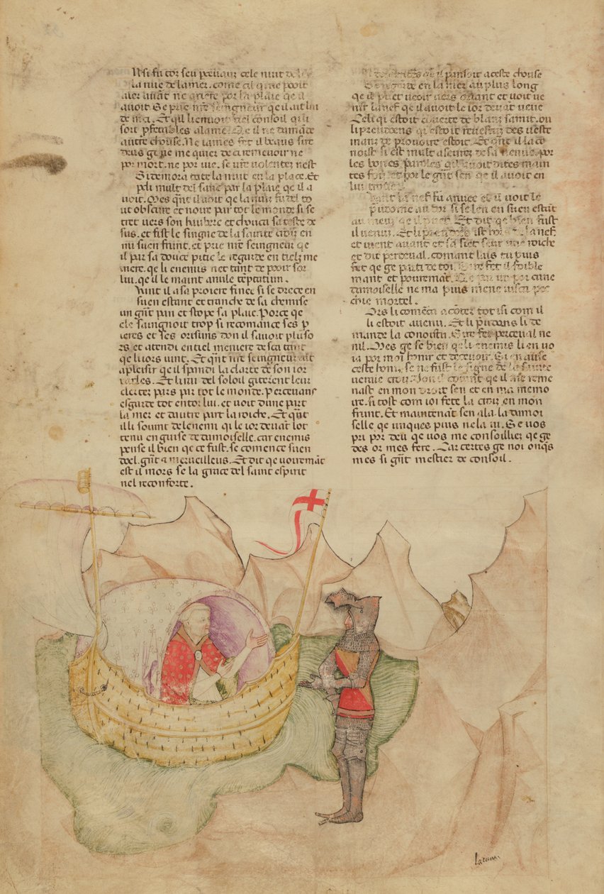 The White Ship Comes to Rescue Percival, from the Queste del Saint Graal, c.1380-85 by Italian School