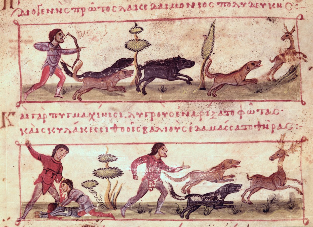 Deer Hunting, illustration from the Cynegetica by Oppian by Italian School
