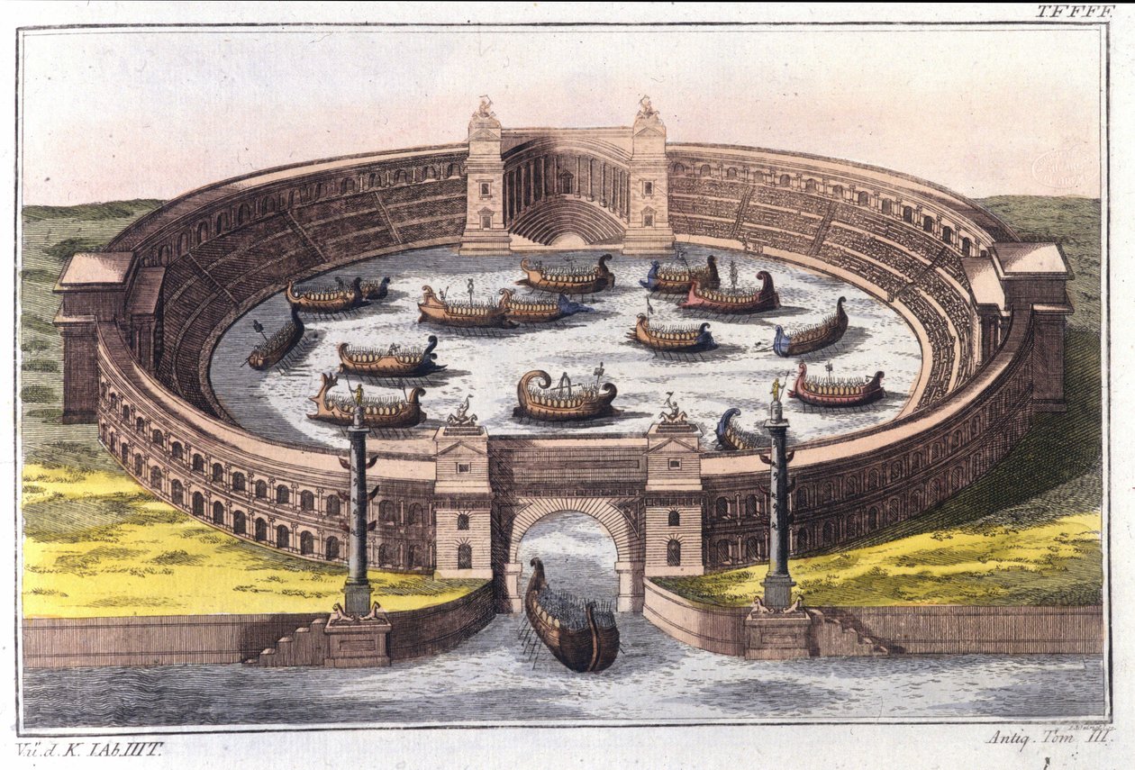 Naumachia, naval combat in an amphitheatre of Rome by Italian School
