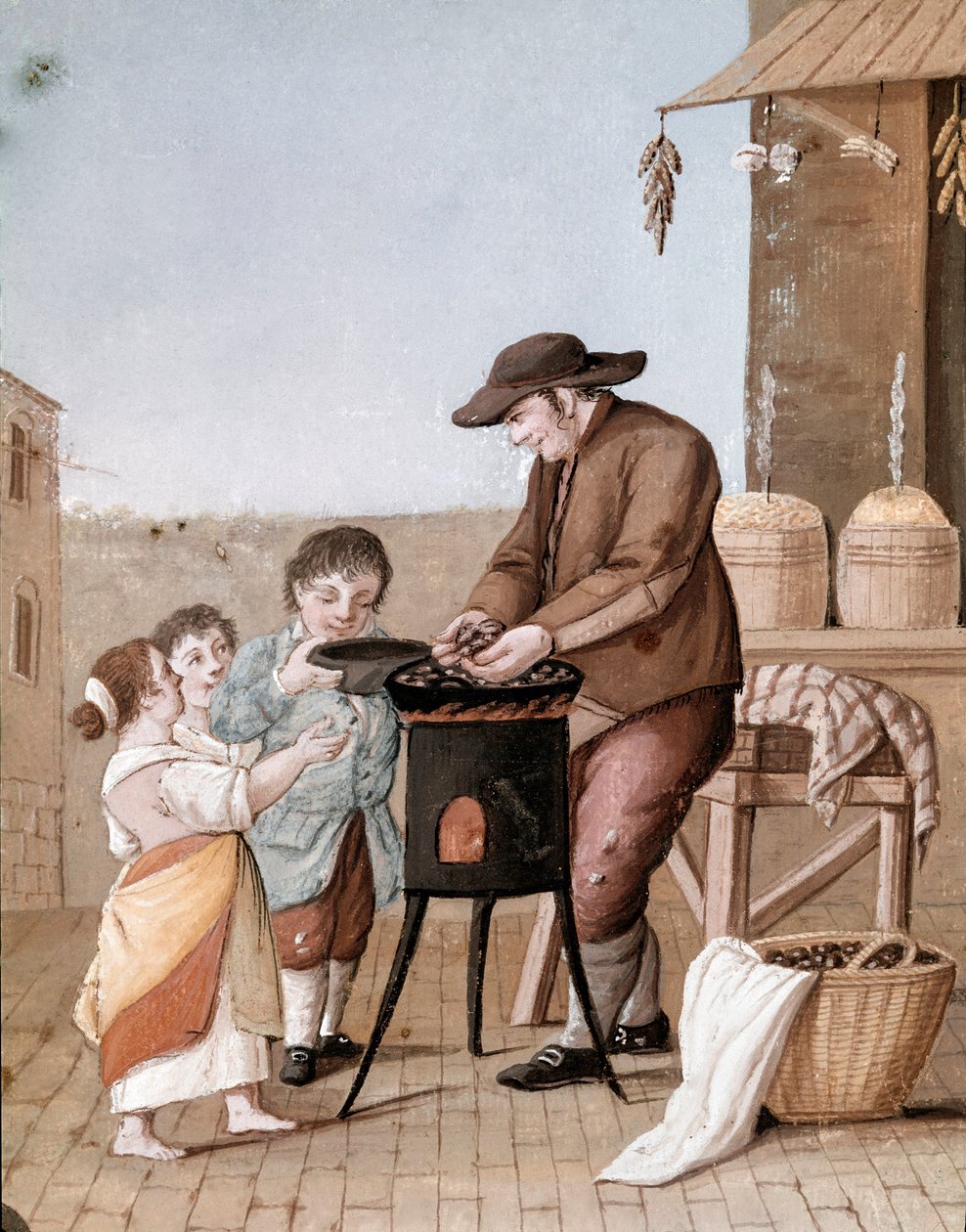 Old Trade: Chestnut Seller by Italian School