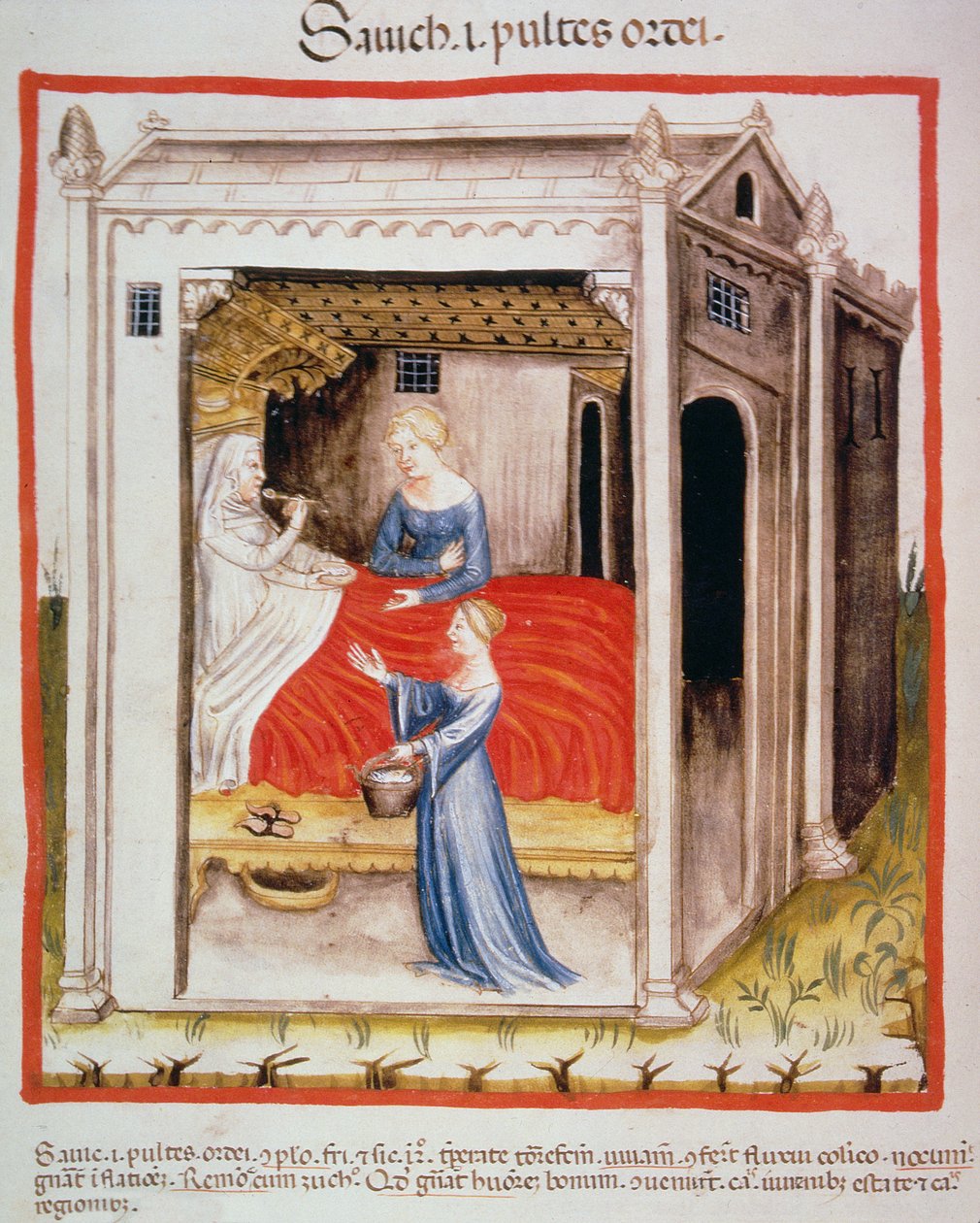 Tasting barley soup, from Tacuinum Sanitatis by Italian School