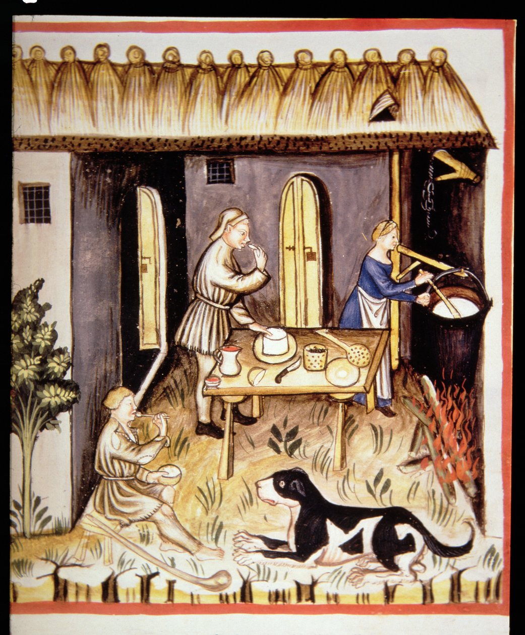 Preparation of white cheese, from Tacuinum Sanitatis by Italian School