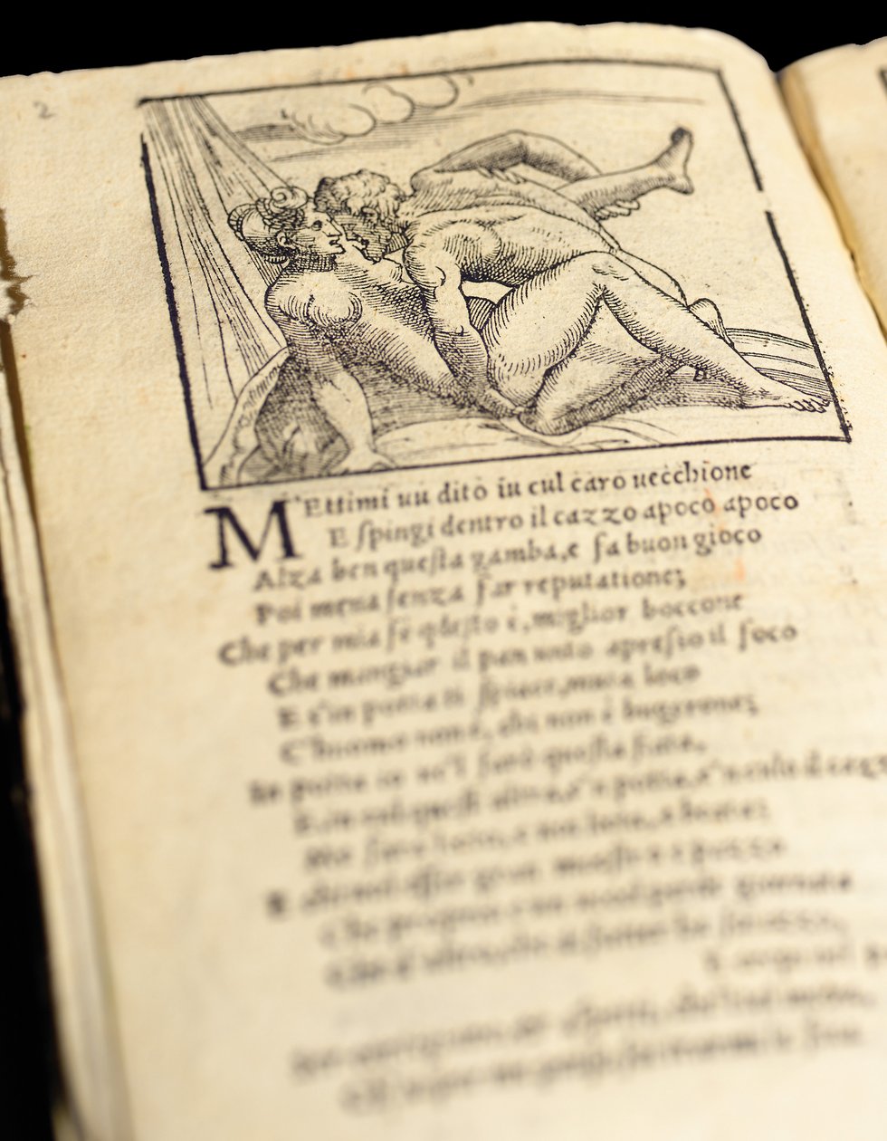 Page from "Sonetti Lussuriosi" by Pietro Aretino, illustrated by Giulio Romano and engraved by Marcantonio Raimondi, published Venice, c.1527 by Italian School