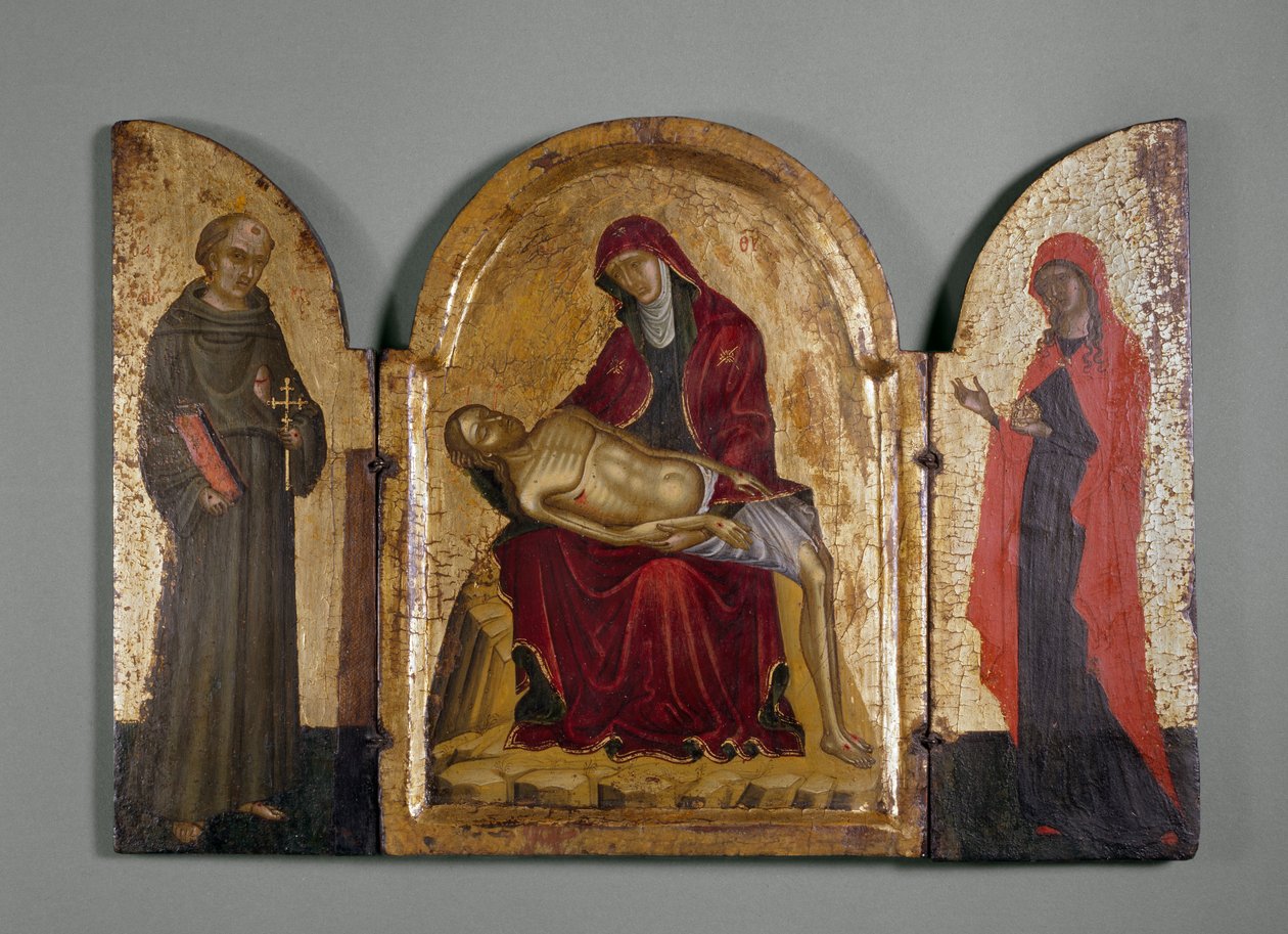 Pieta with St. Francis and Mary Magdalen, 14th century by Italian School