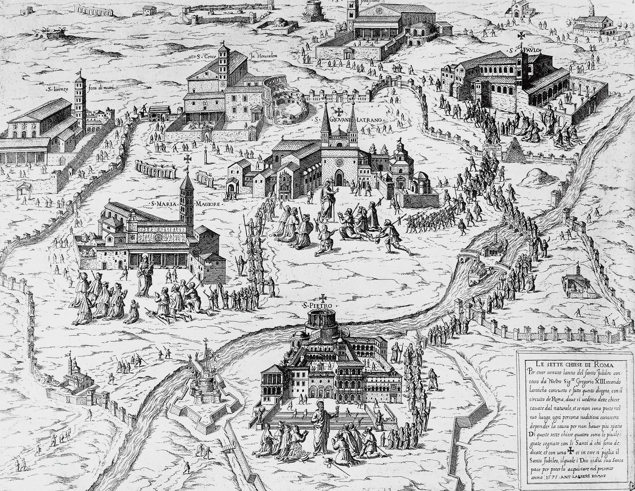 Pilgrims Visiting Seven Churches of Rome During Holy Year of 1575 by Italian School