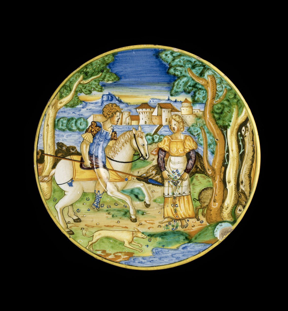 Plate with Picus and Circe by L or Lu.Ur. by Italian School