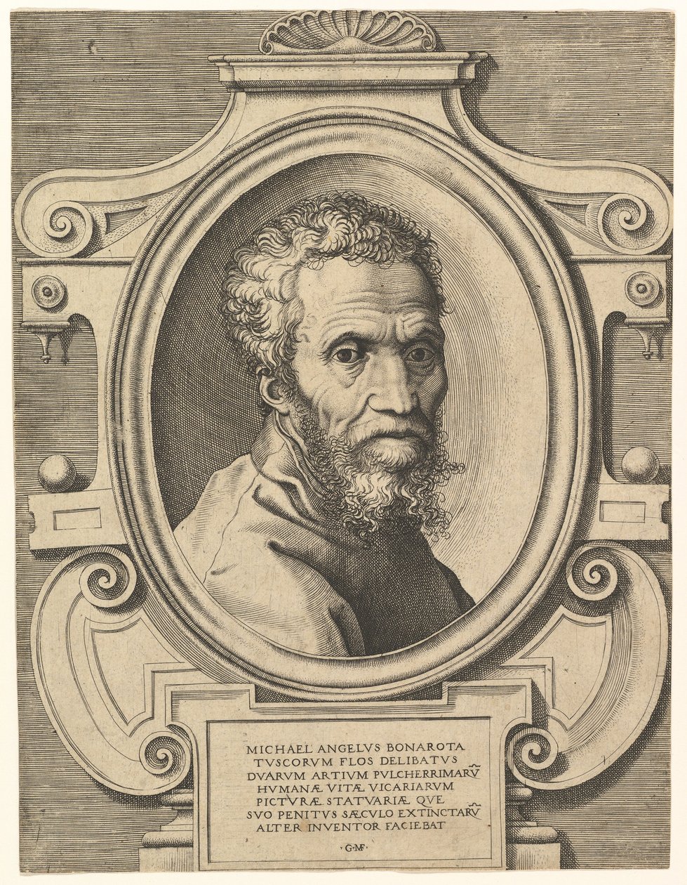 Portrait of Michelangelo, c. 1564 (engraving) by Italian School