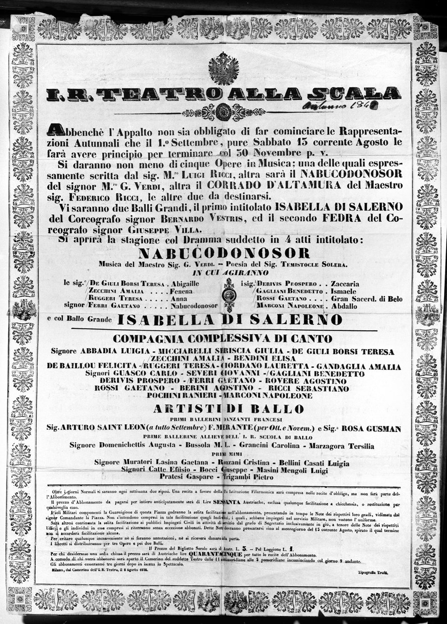 Poster for I.R. Teatro alla Scala, 