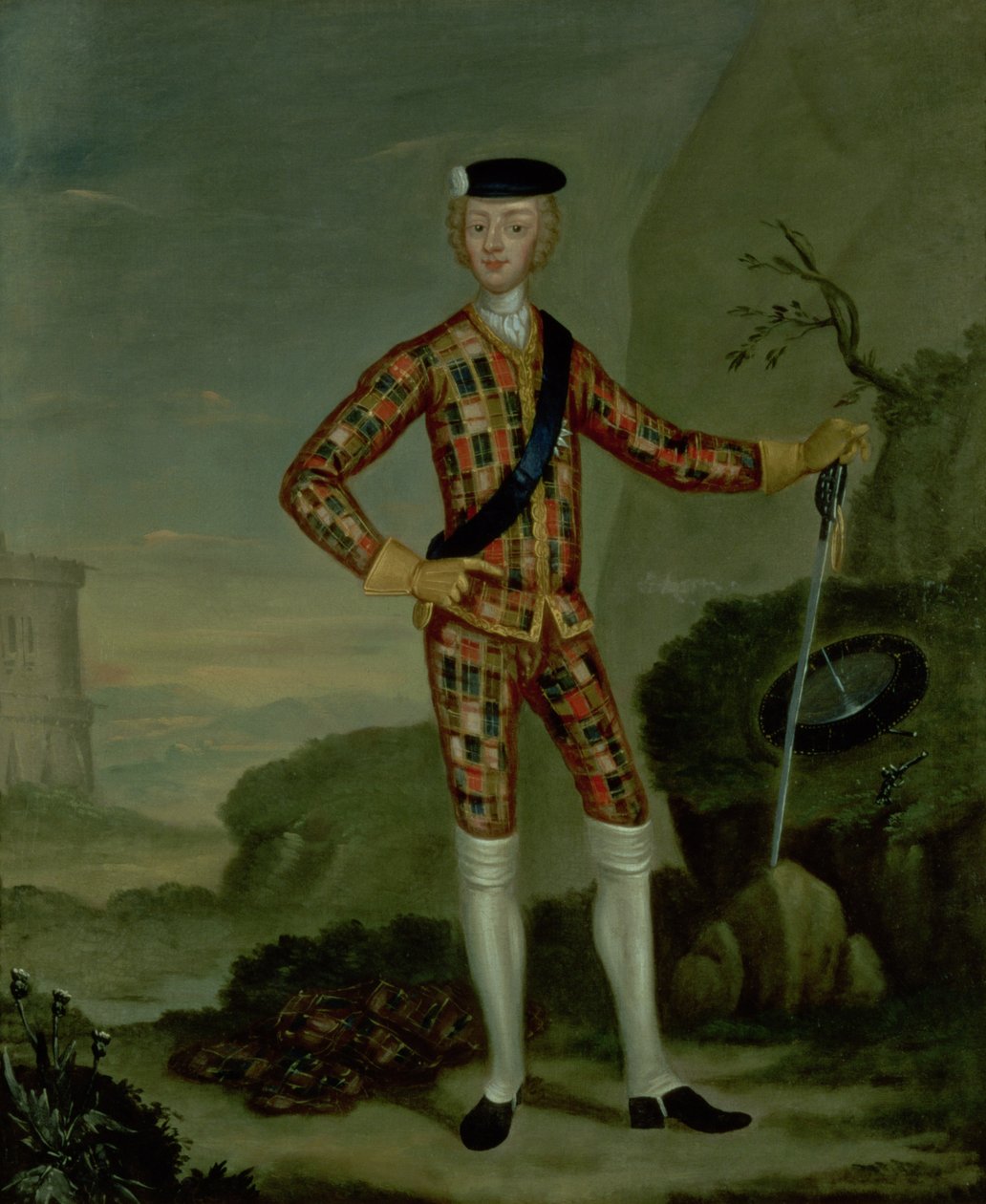 Prince Charles Edward (Bonnie Prince Charlie) in Tartan by Italian School
