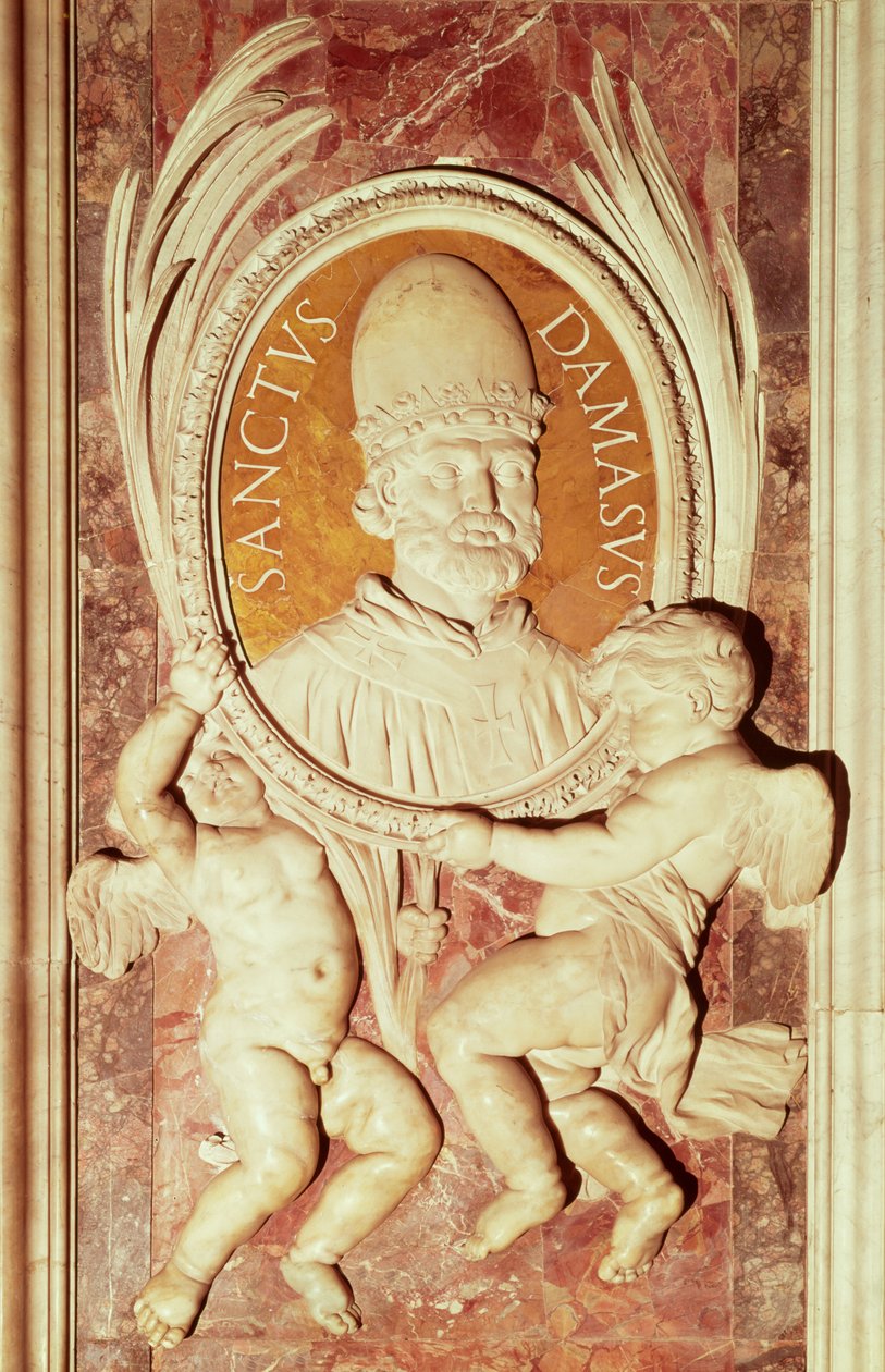 Relief of Damasus I (c.304-84) on a Nave Pilaster by Italian School