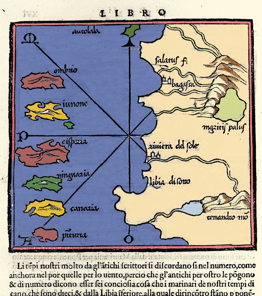 Representation of the Canary Islands. Isolario (map of islands) by Benedetto Bordone. Venice 1547 by Italian School