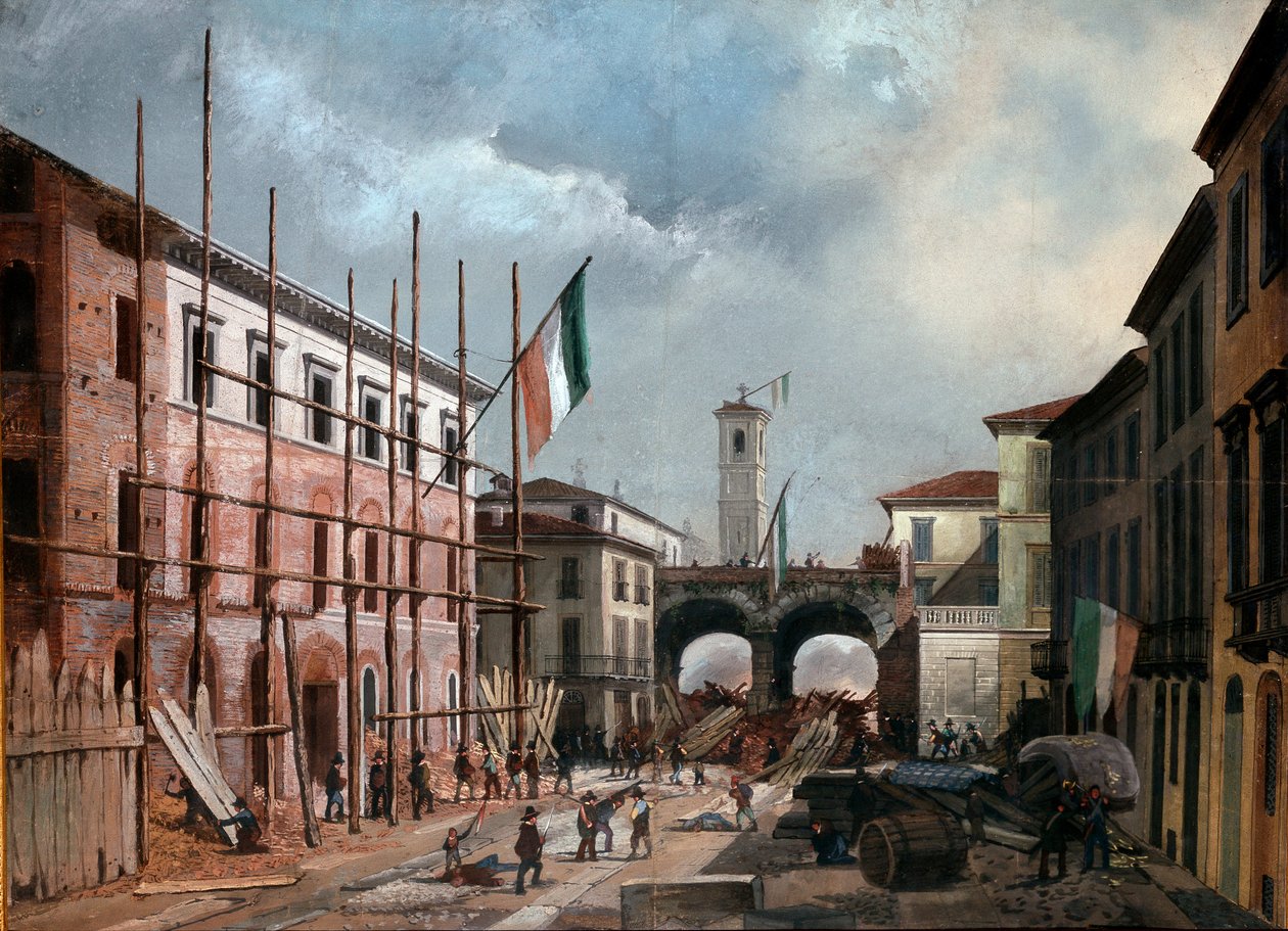 Revolutions of 1848, Five Days of Milan: Defense of the Arch of Porta Nuova on March 19th by Italian School