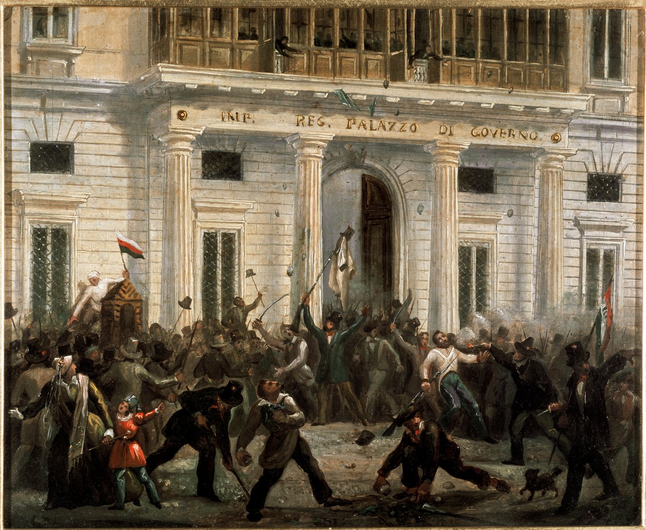 Revolutions of 1848, Five Days of Milan: insurgents take over the Palace of the Government on March 18th by Italian School