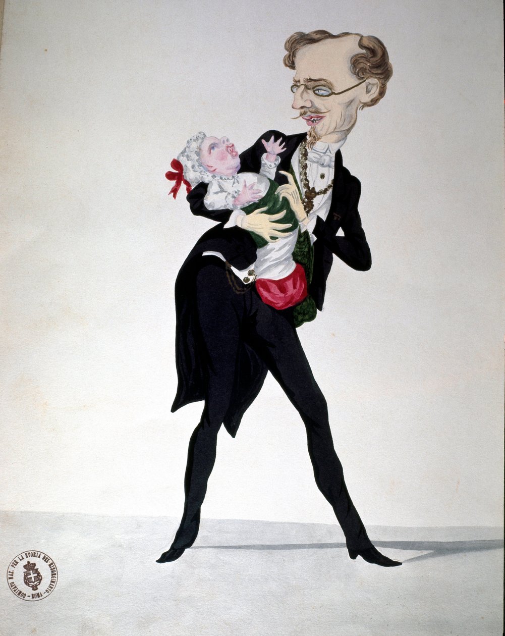 Risorgimento: Cartoon Representing the Minister of Finance Bettino Ricasoli by Italian School