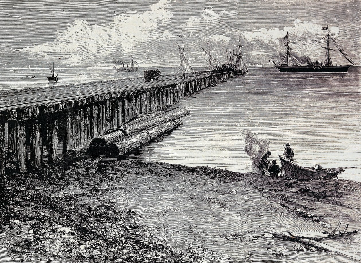 San Leon mine, boarding deck of ore for Maddalena, Engraving, Sardinia, Italy by Italian School