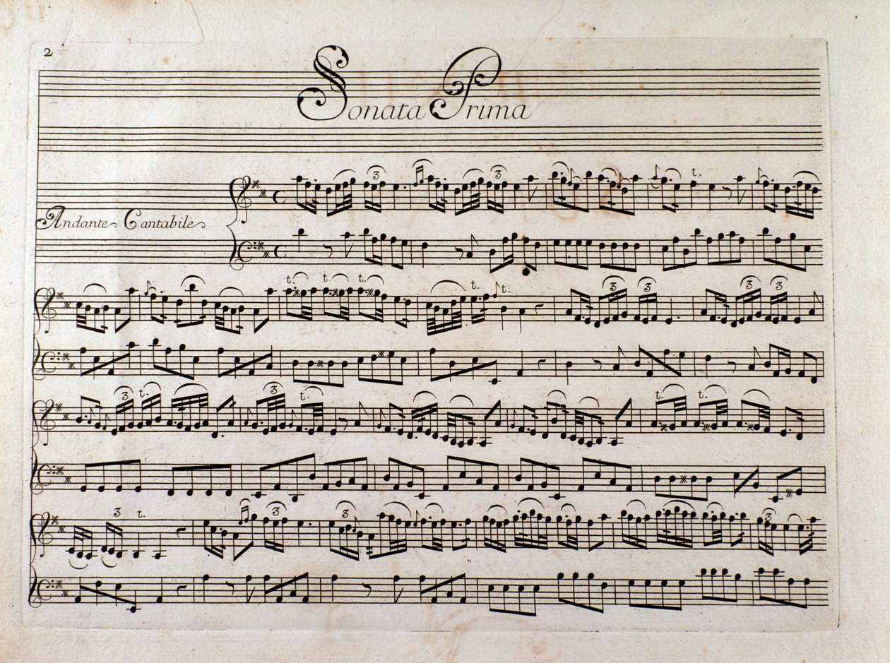 Sheet music page for "Sonata for violin and bass continuo" by Giuseppe Tartini by Italian School