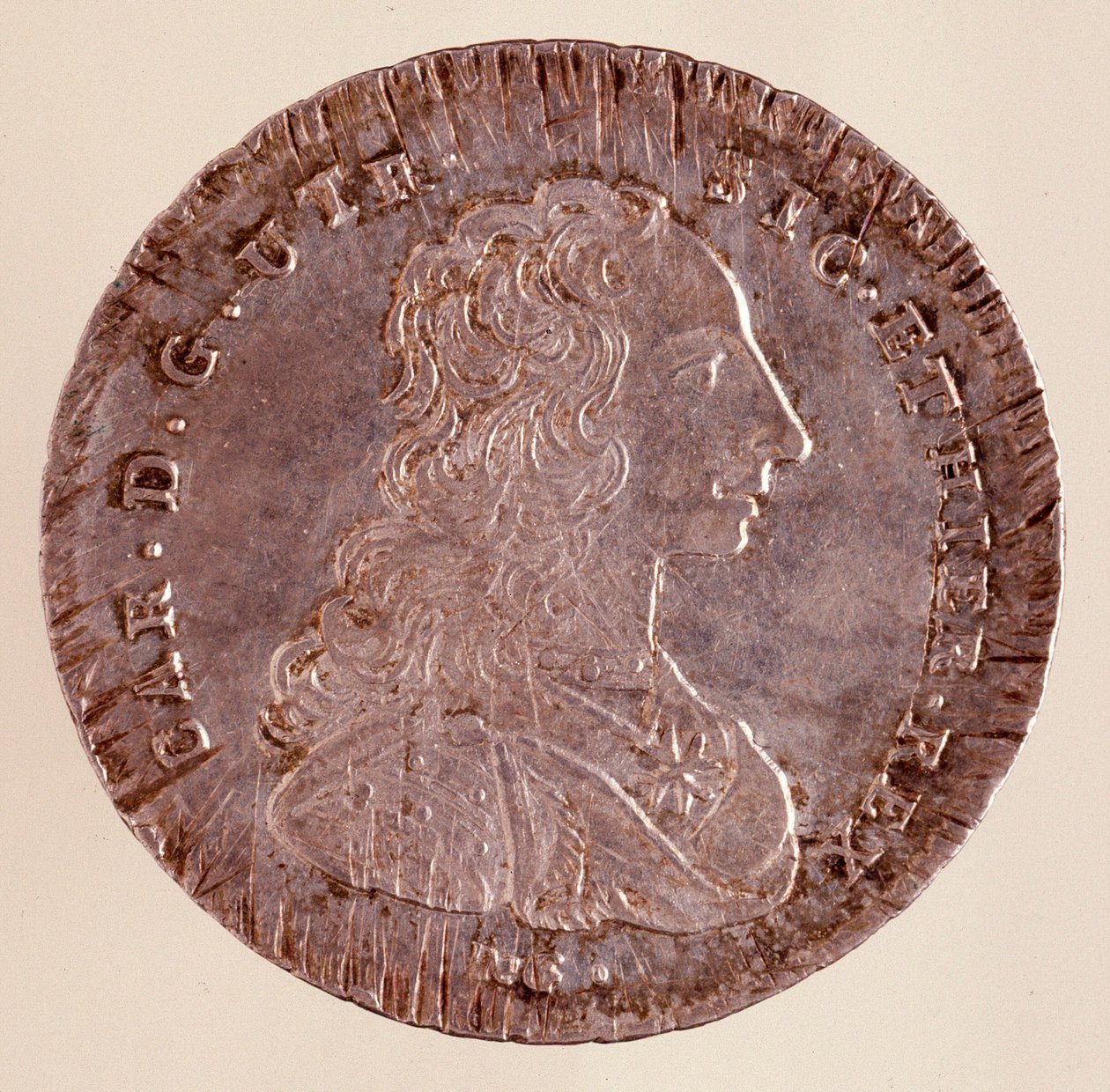 Silver piastra from Naples: reign of Charles III of Spain (1716-1788) and portrait. 1750. Naples, museo archeologico by Italian School