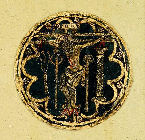 Small Panel with a Roundel of the Crucifixion by Italian School