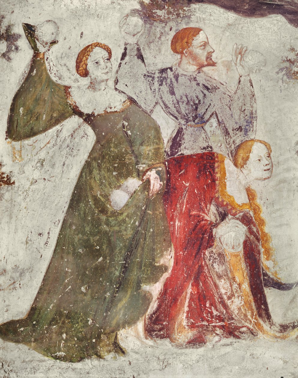 Snowball fight outside a castle, c.1400 (detail) by Italian School
