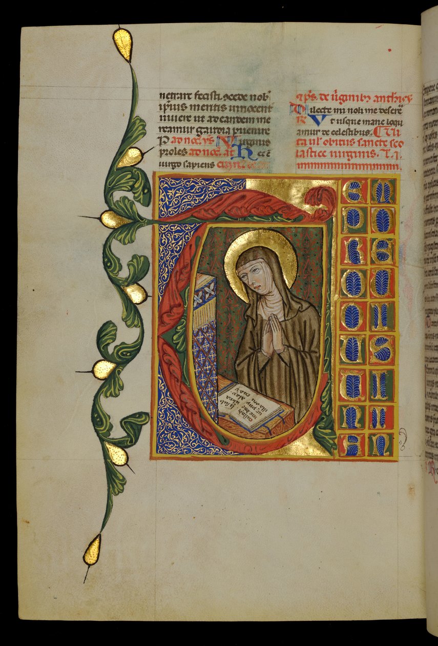 St Scholastica with Open Book by Italian School