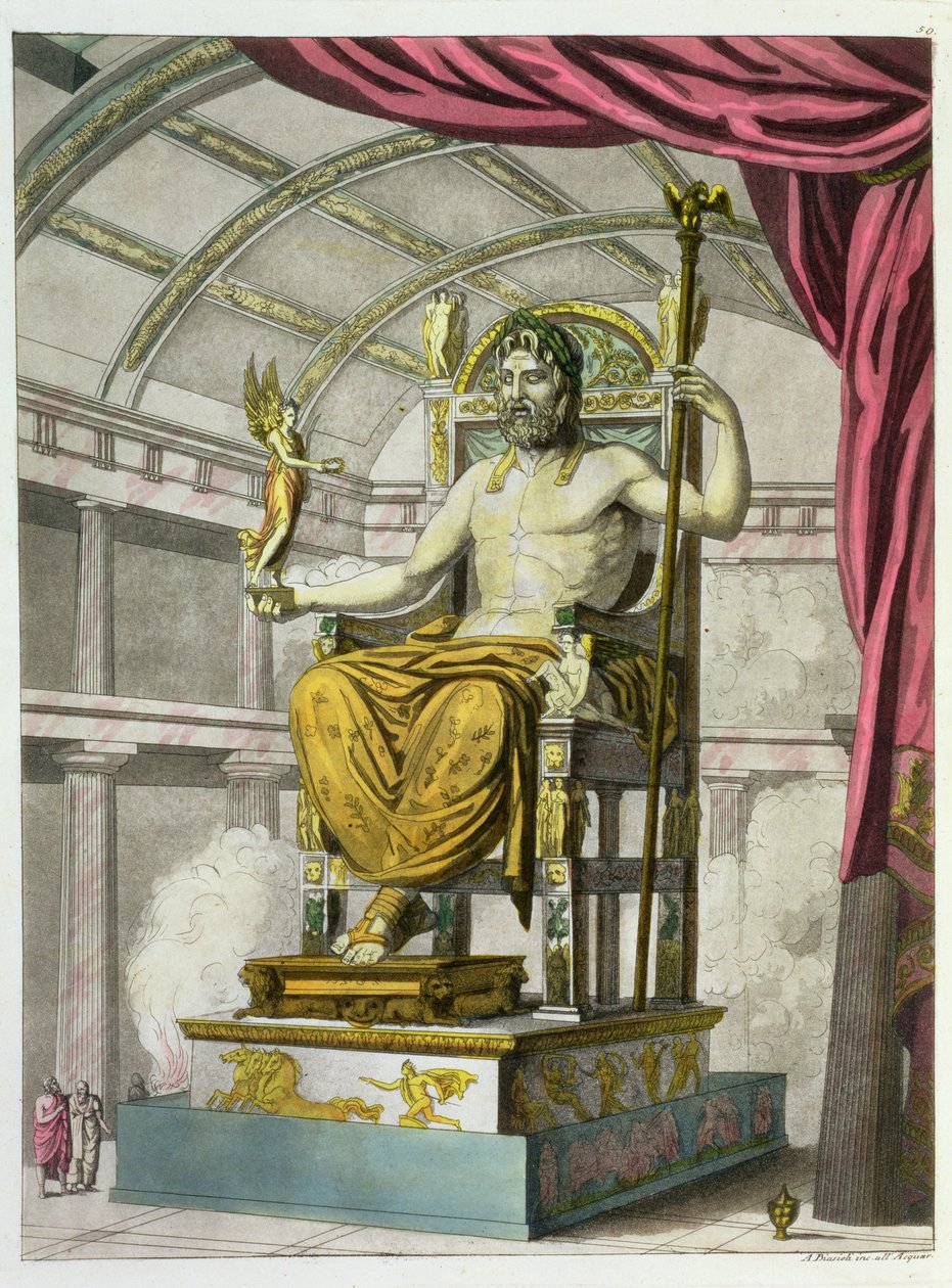 Statue of Jupiter in a Temple, from Costumi dei Romani, engraved by Angelo Biasioli by Italian School