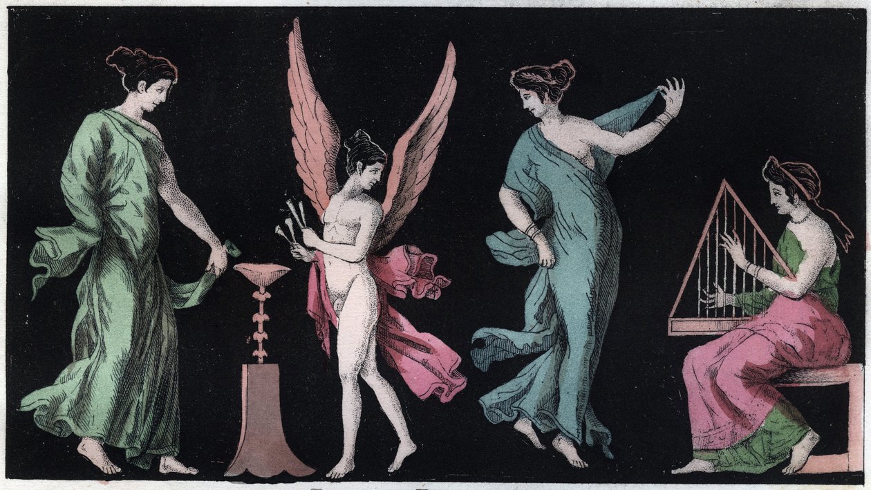 The Bacchae - the Bacchantes - engraving from 