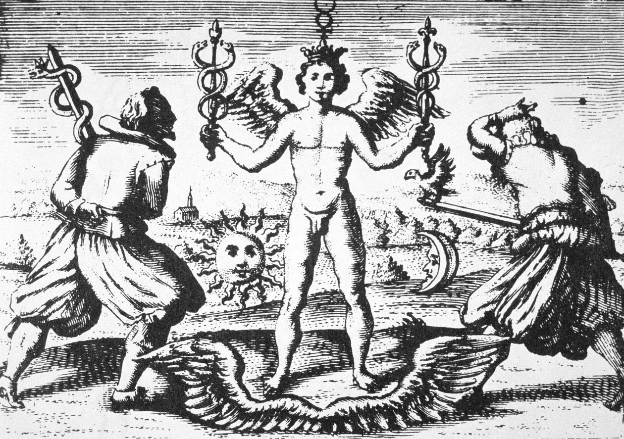 The Mercury of the Philosophers, from Della Tramutatione Metallica by Giovanni Battista Nazari, illustrated in a history of magic published late 19th century by Italian School