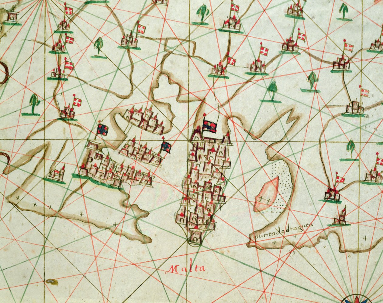 The Port of La Valletta, from a Nautical Atlas, 1646 (detail) by Italian School