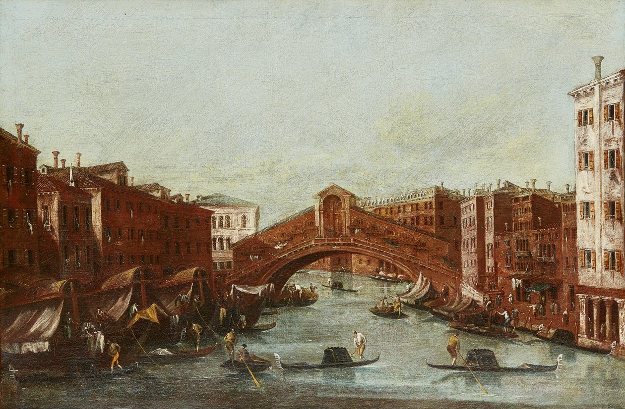 The Rialto Bridge from the Grand Canal by Italian School