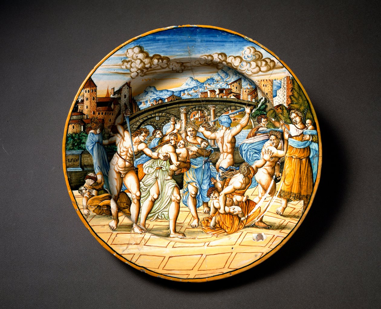 The massacre of the innocents. Ceramic plate produced in Urbino in the workshop Fontana, Italy. Circa 1566. National Museum of Bargello, Florence, Italy by Italian School