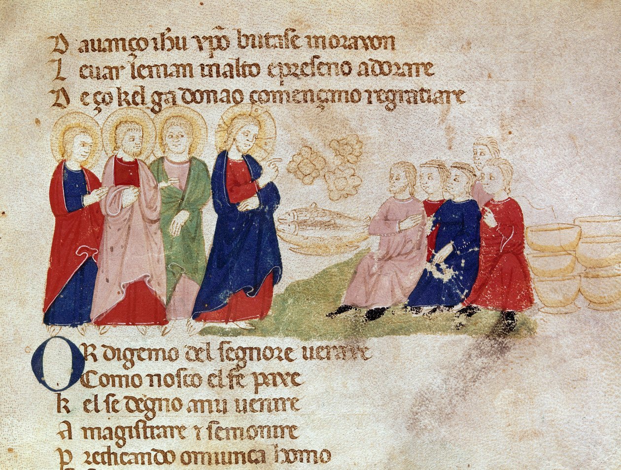 The multiplication of breads and fish (Detail) by Italian School