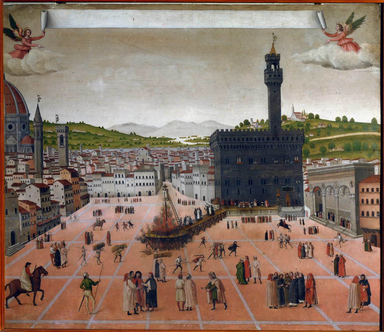 The pyre of Girolamo Savonarola in Piazza della Signoria, Florence in 1498 by Italian School