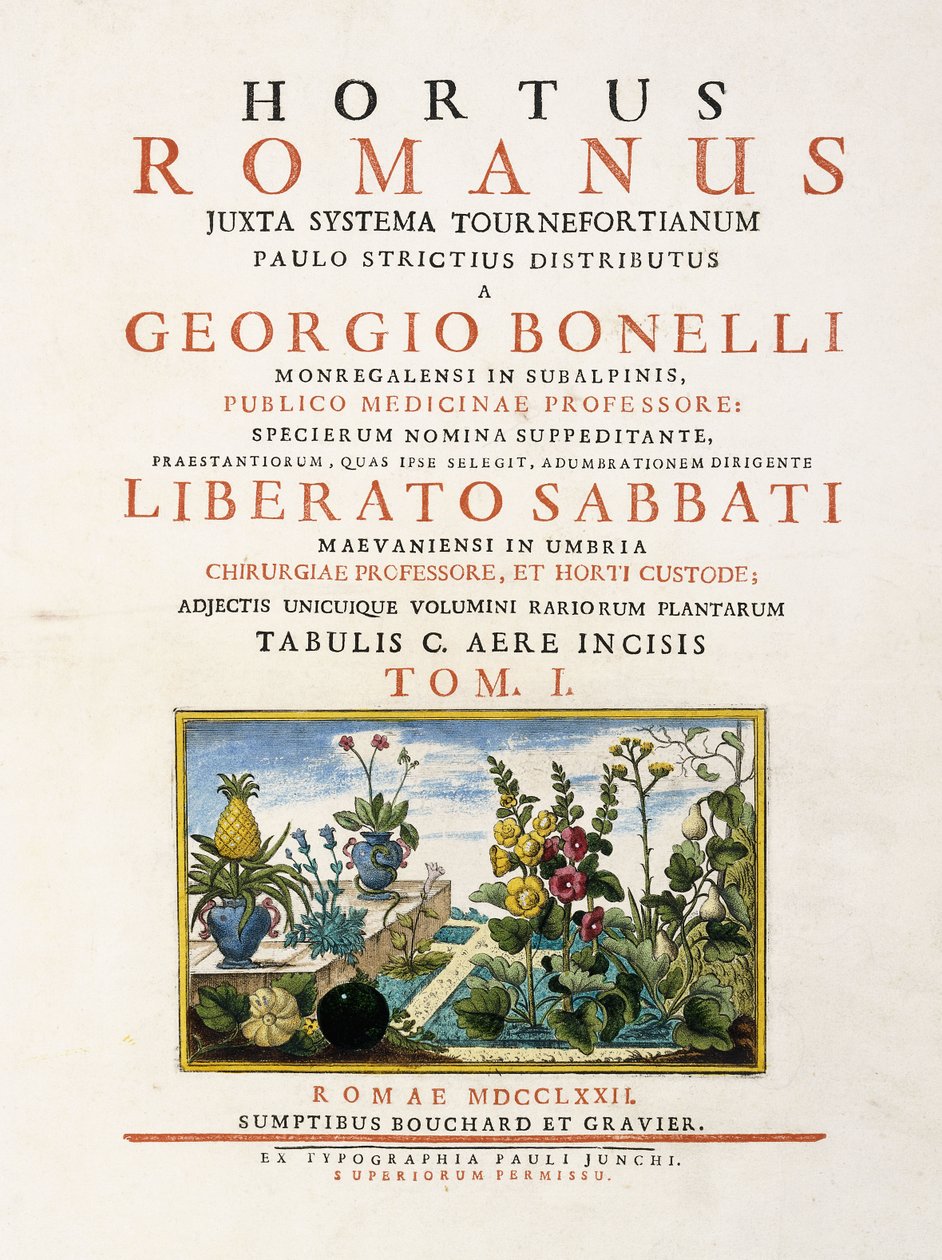 Title Page from Hortus Romanus, 1772-1784 by Italian School