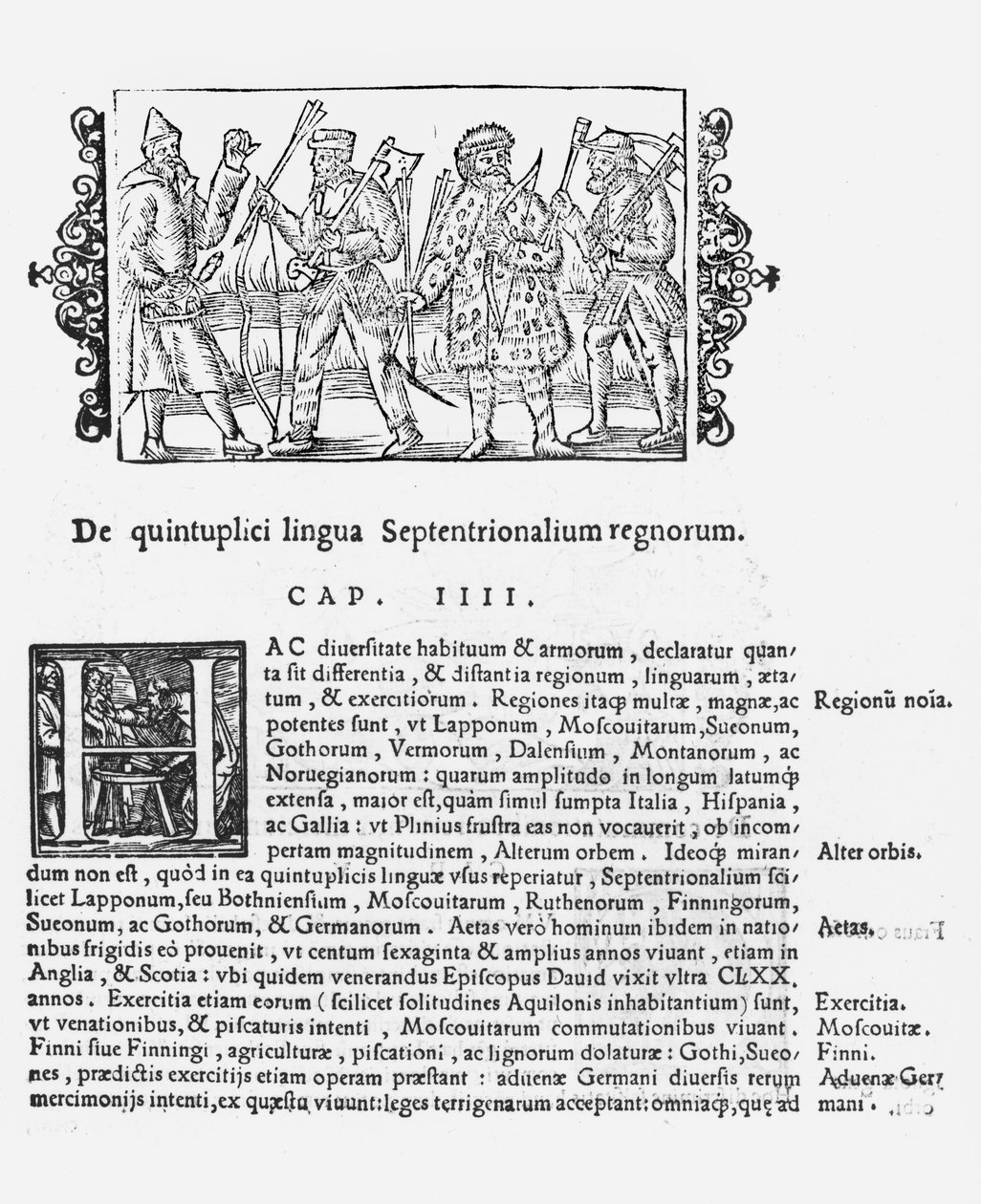 Variety of languages, illustration from Historia de Gentibus Septentrionalibus by Olaus Magnus, published in Rome, 1555 by Italian School