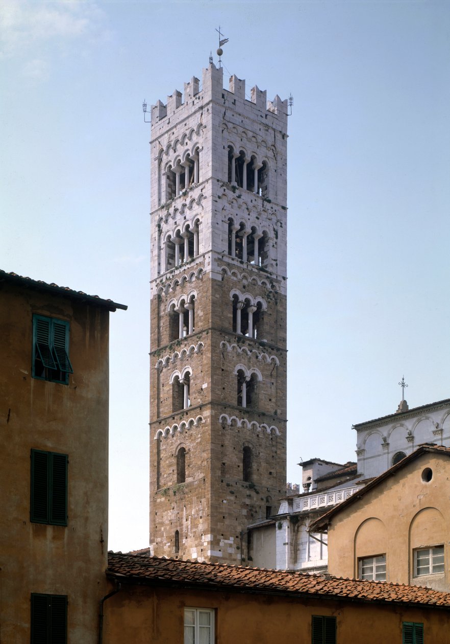 View of the bell tower by Italian School