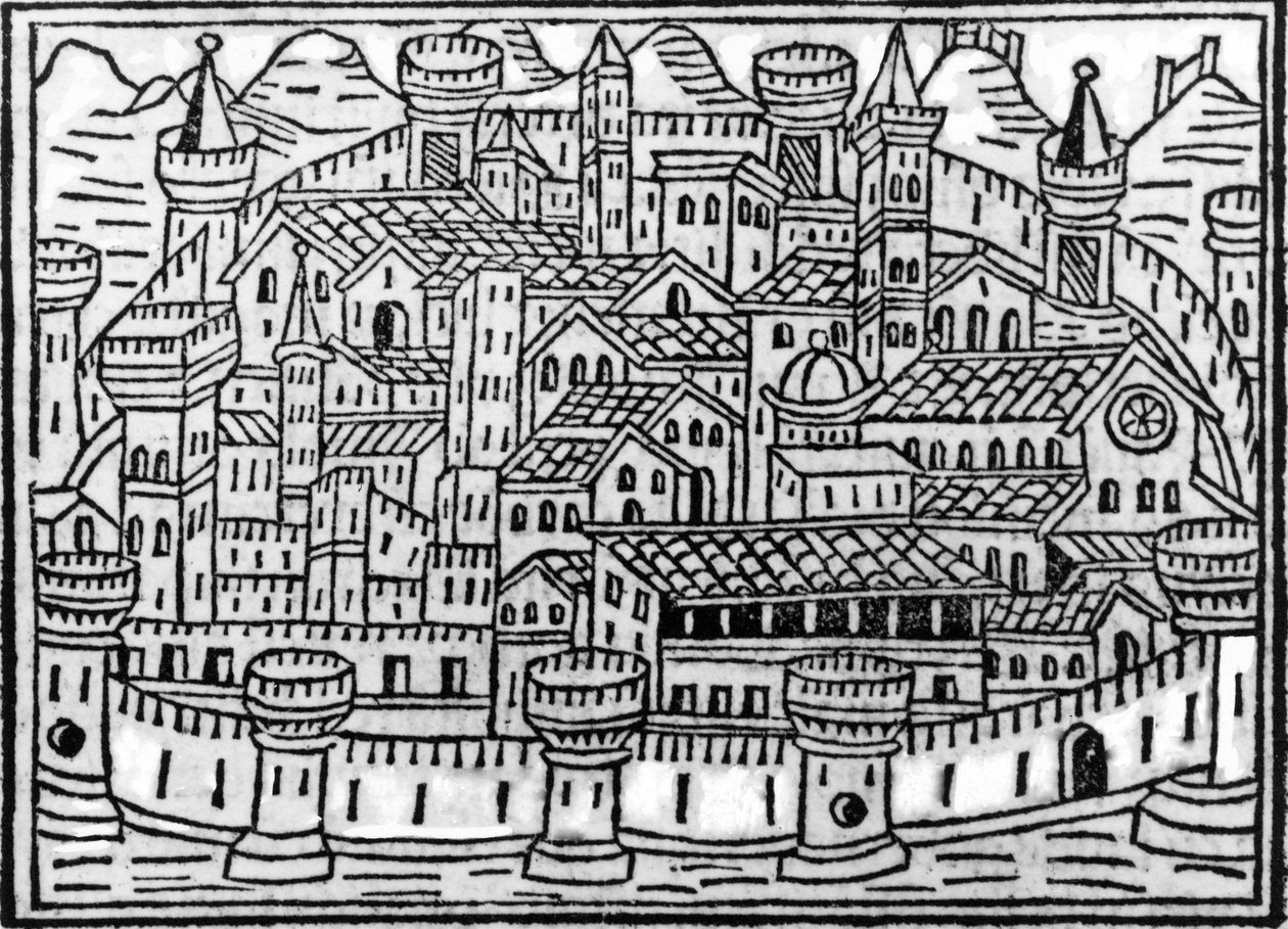 Walled City from Supplementum Chronicarum by Giacomo Filippo Foresti, 1506 by Italian School