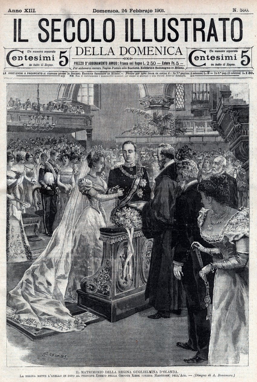 Wedding of Queen Wilhelmina of Holland and Duke Henri of Mecklembourg 1901 by Italian School
