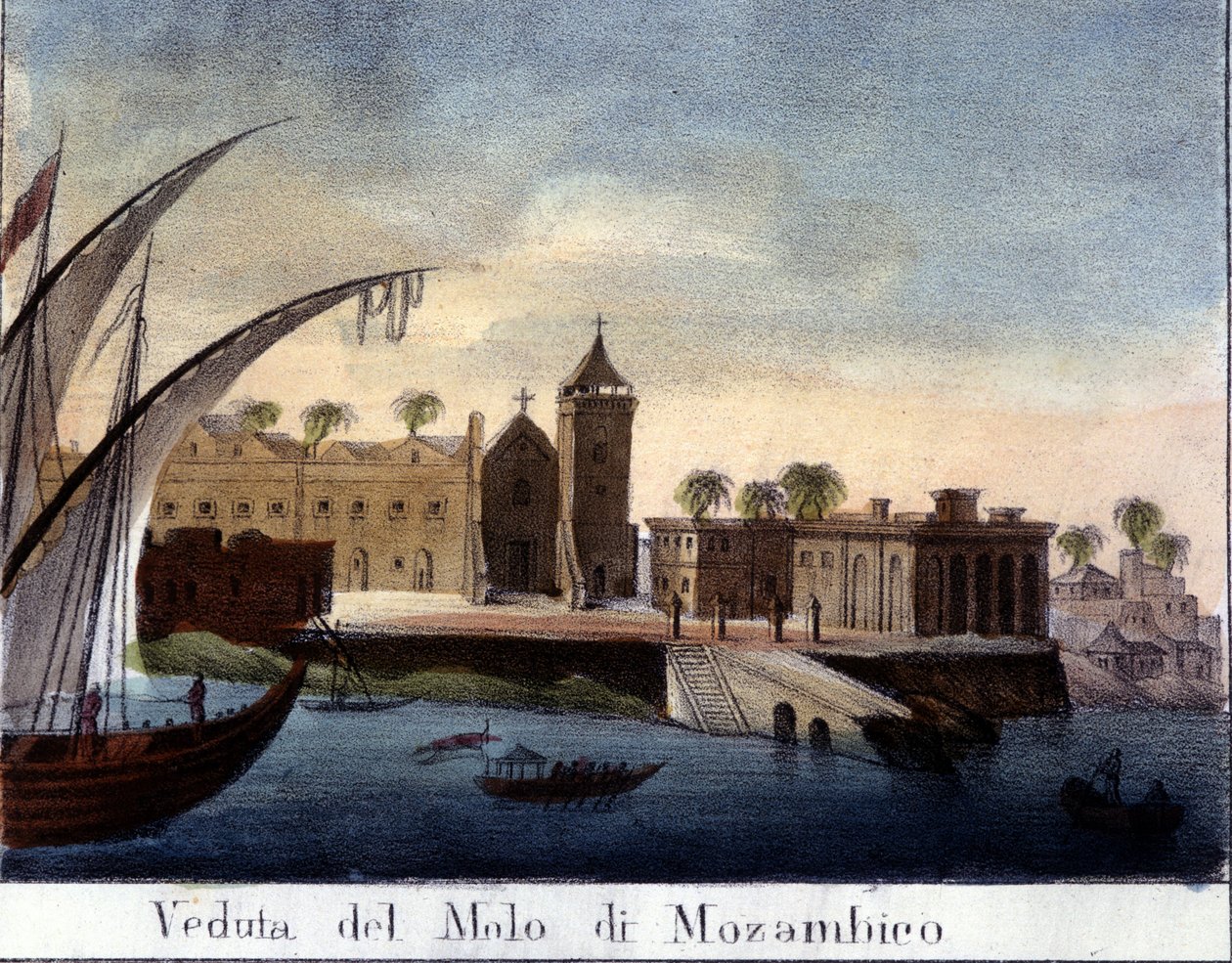 Wharf in Mozambique, former Portuguese province by Italian School